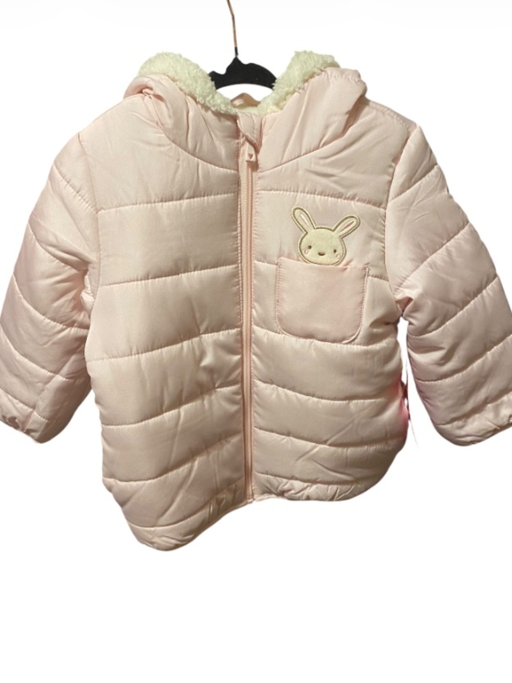 Wippette Toddler Pink Puffer Jacket with Bunny Patch and Hood NWT Size 4T
